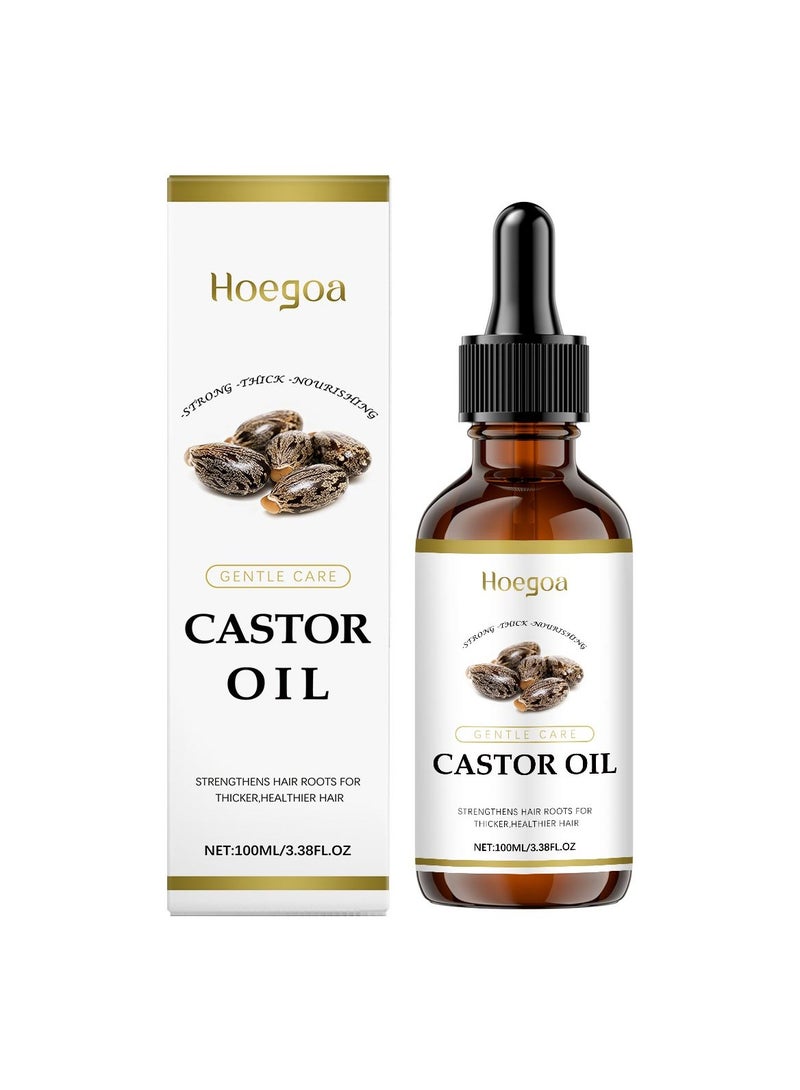 Hoegoa Castor Oil, Hair Strengthen Serum With Rosemary For Hair Growth, Fuller Lashes And Eyebrows, Hydrated And Rejuvenated Skin, Body, Hairs And Carrier Oil, 100ml/3.38fl oz - Image 1